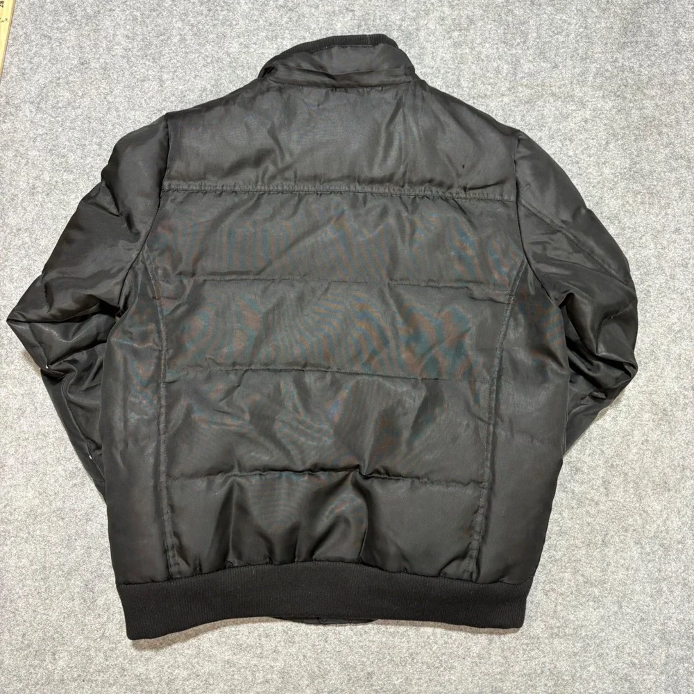 Jack & Jones Mens Black Quilted Puffer Bomber Jacket Size L Full Zip Coat